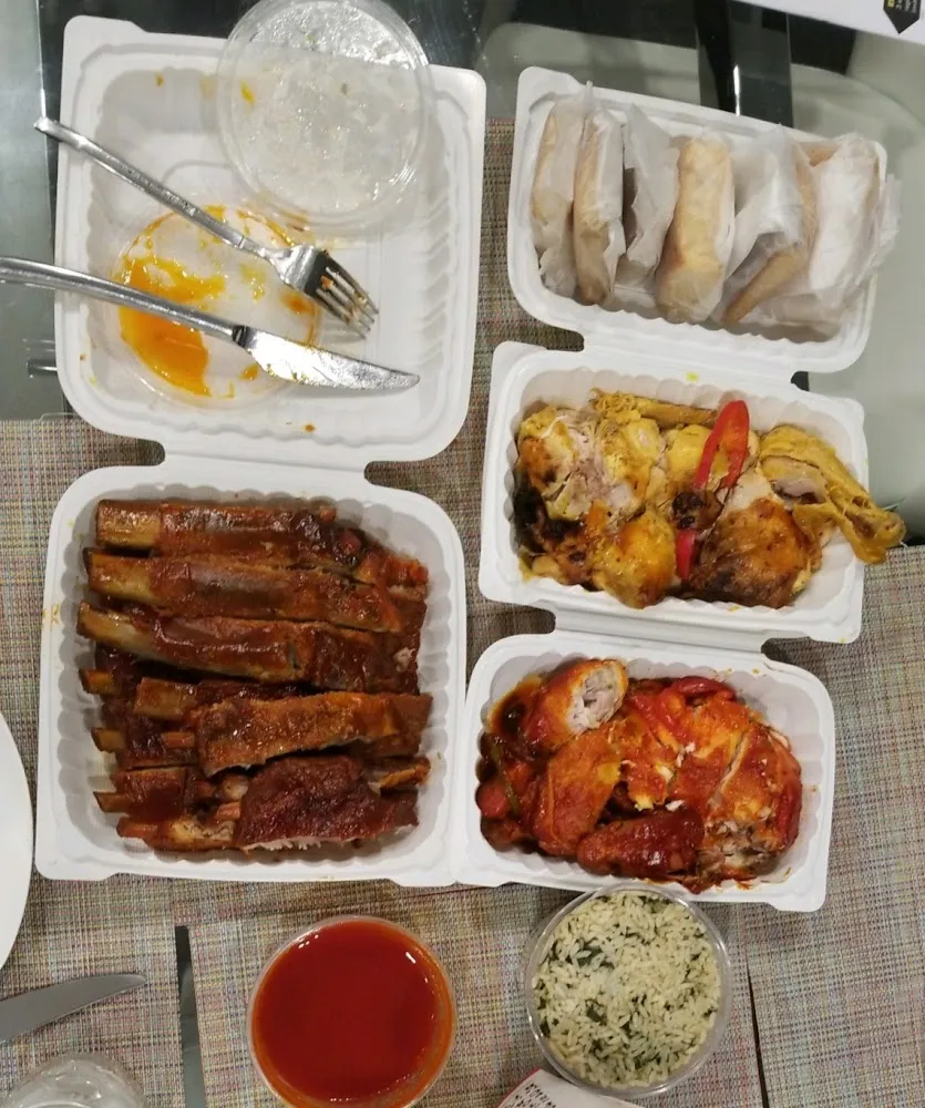 BBQ Pork Ribs BBQ Chicken Rotisserie Chicken & Cornbread