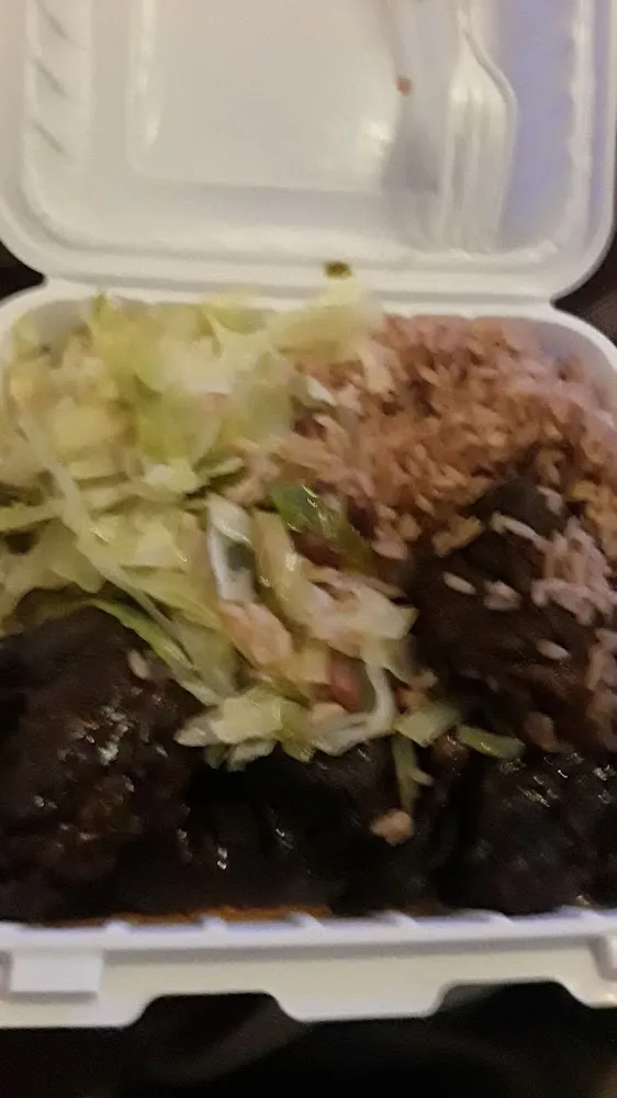 Short Ribs Rice & Beans and Cabbage